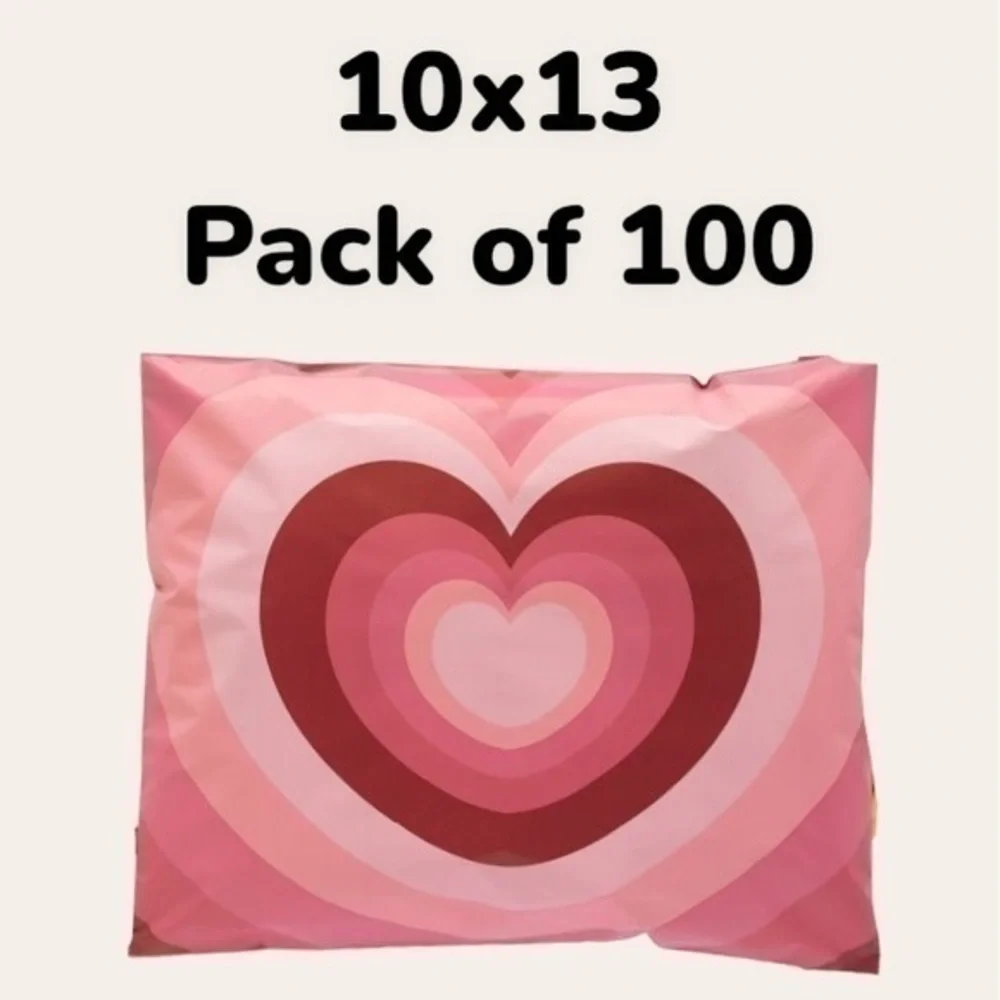 10x13 Pack of 100 PolyMailers, Boho Hearts, Mailers, Shipping Supplies
